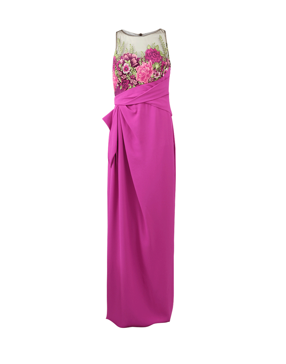 MARCHESA NOTTE-Floral Embroidered Gown-