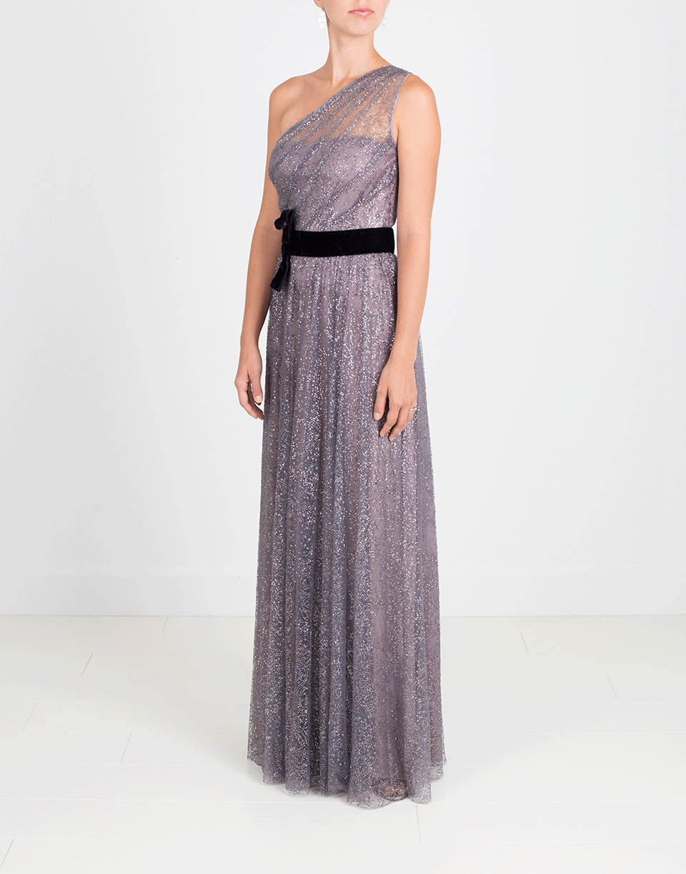 MARCHESA NOTTE-Glitter Tulle Gown-