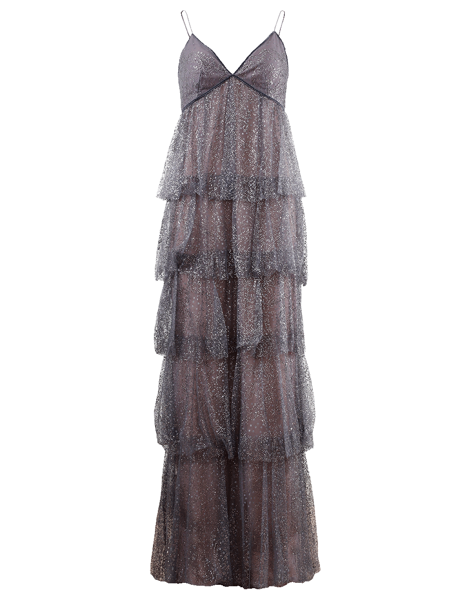 MARCHESA NOTTE-Glitter Tulle Gown-