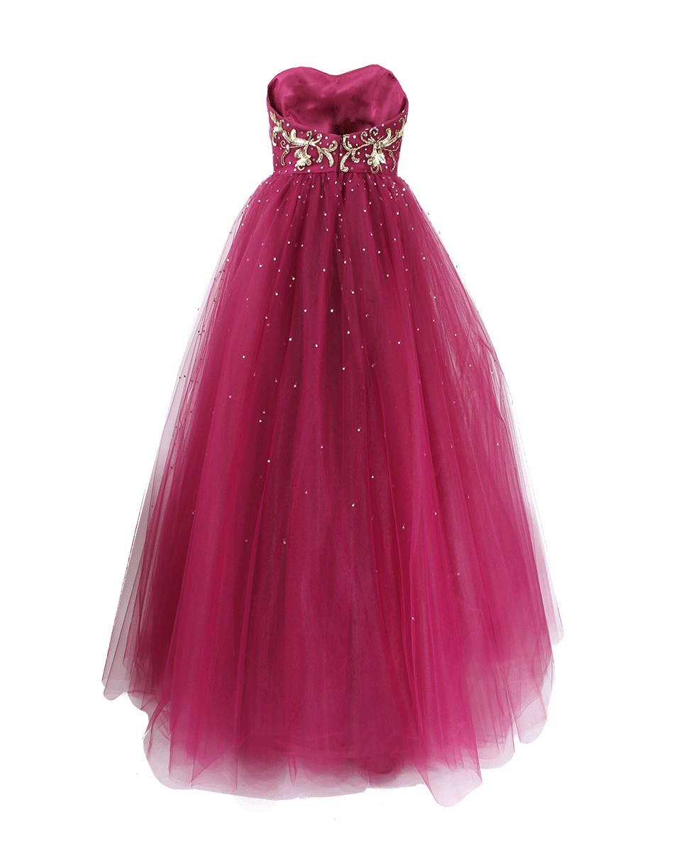MARCHESA NOTTE-Strapless Embroidered Bodice Ball Gown-