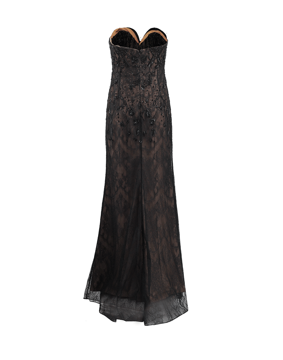 MARCHESA NOTTE-Strapless Embroidered Lace Gown-