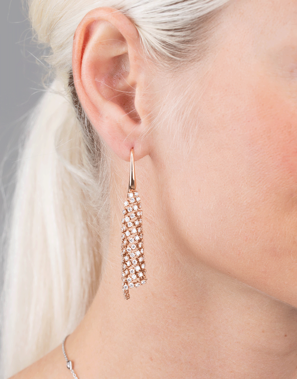 MARISSA DIAMONDS-Diamond Mesh Triangle Earrings-ROSE GOLD