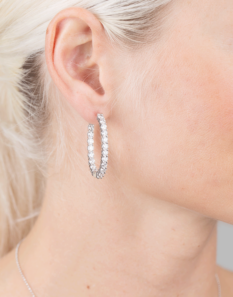 MARISSA DIAMONDS-Diamond Oval Hoop Earrings-WHITE GOLD