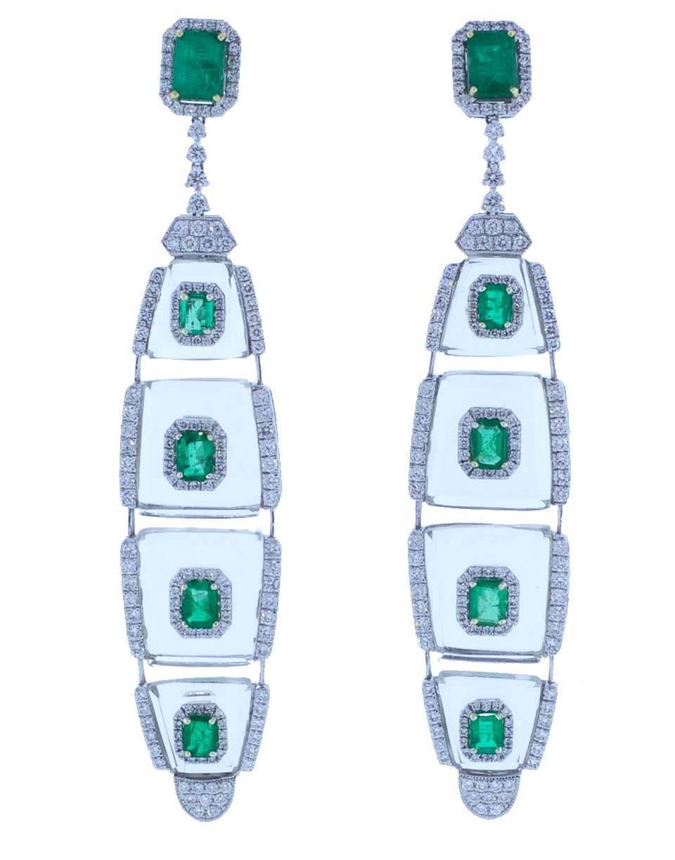 MARISSA DIAMONDS-Emerald Diamond And Rock Crystal Earrings-WHITE GOLD