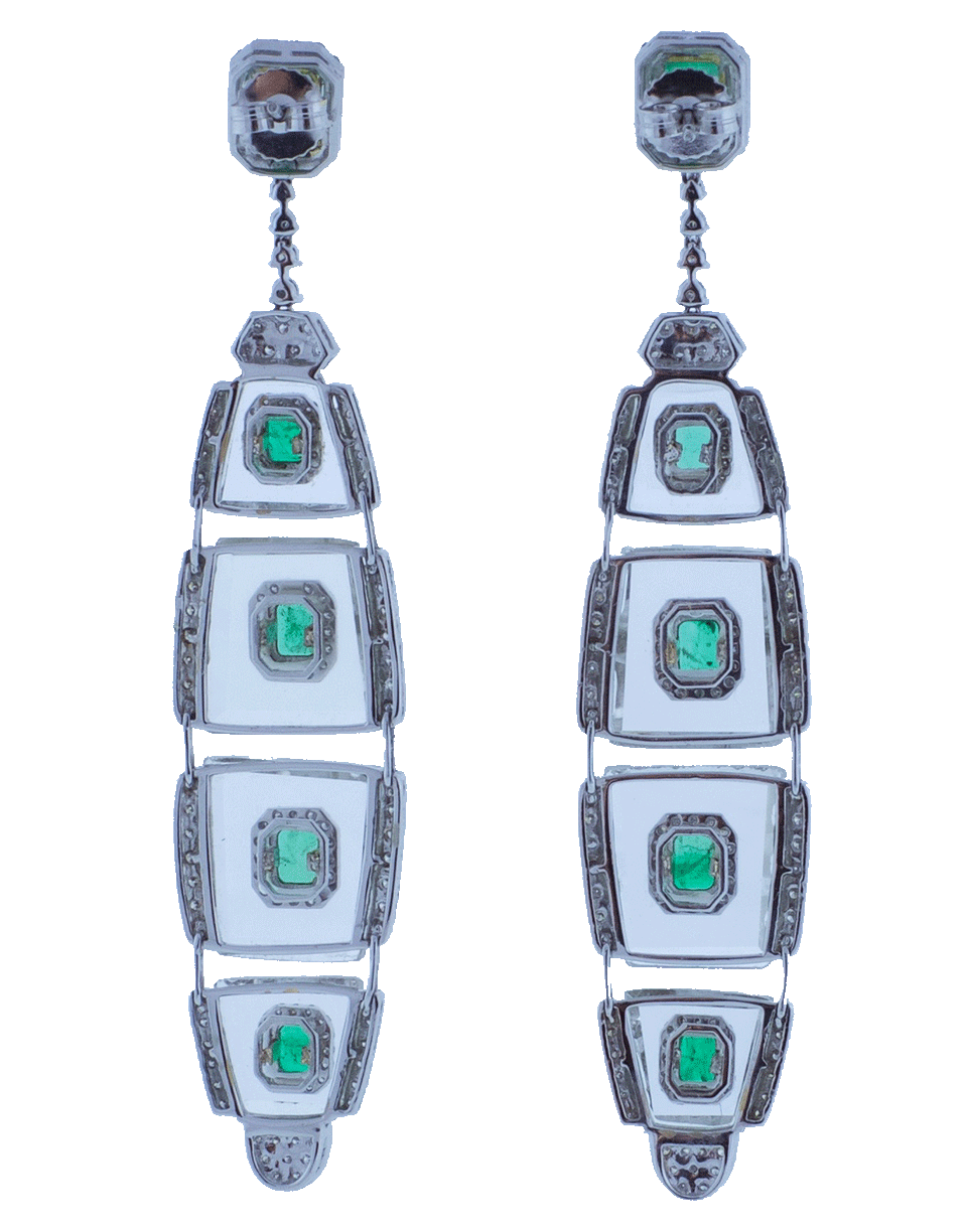 MARISSA DIAMONDS-Emerald Diamond And Rock Crystal Earrings-WHITE GOLD