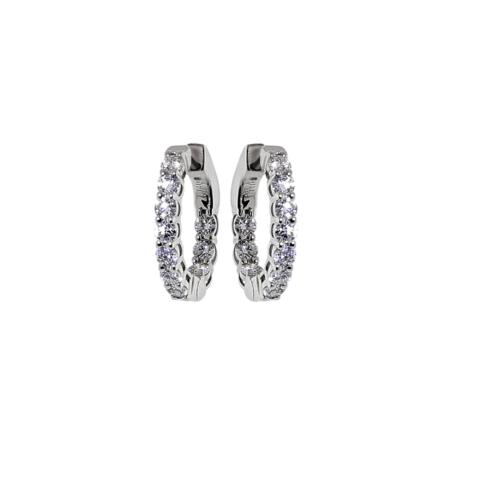 MARISSA DIAMONDS-Small Diamond Hoop Earrings-WHITE GOLD