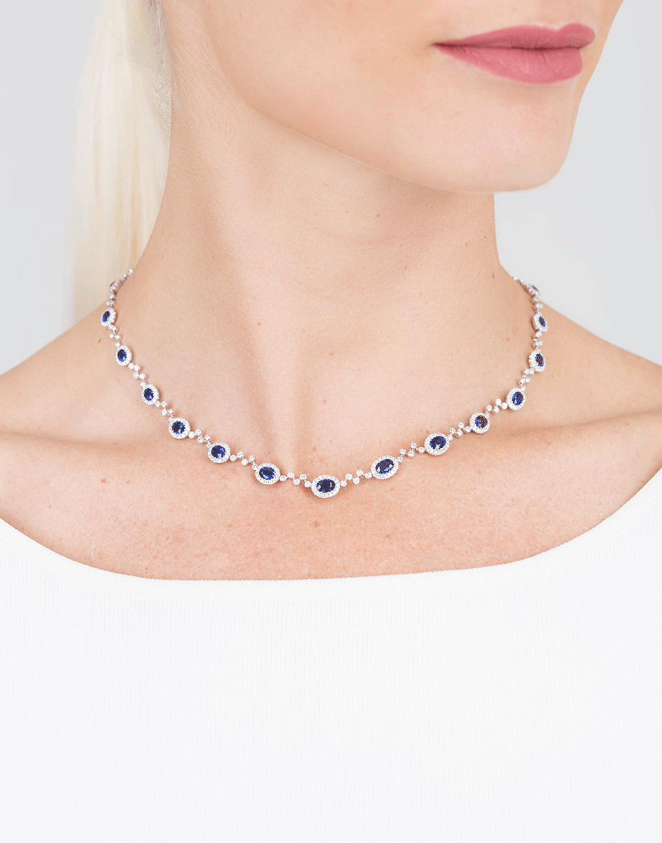 MARISSA DIAMONDS-Diamond And Sapphire Necklace-WHITE GOLD