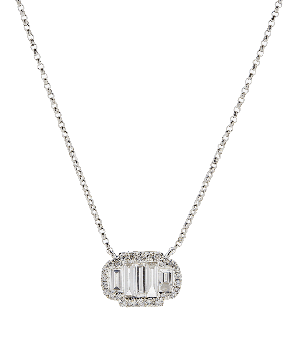 MARISSA DIAMONDS-Diamonds Baguette Pendant Necklace-WHITE GOLD