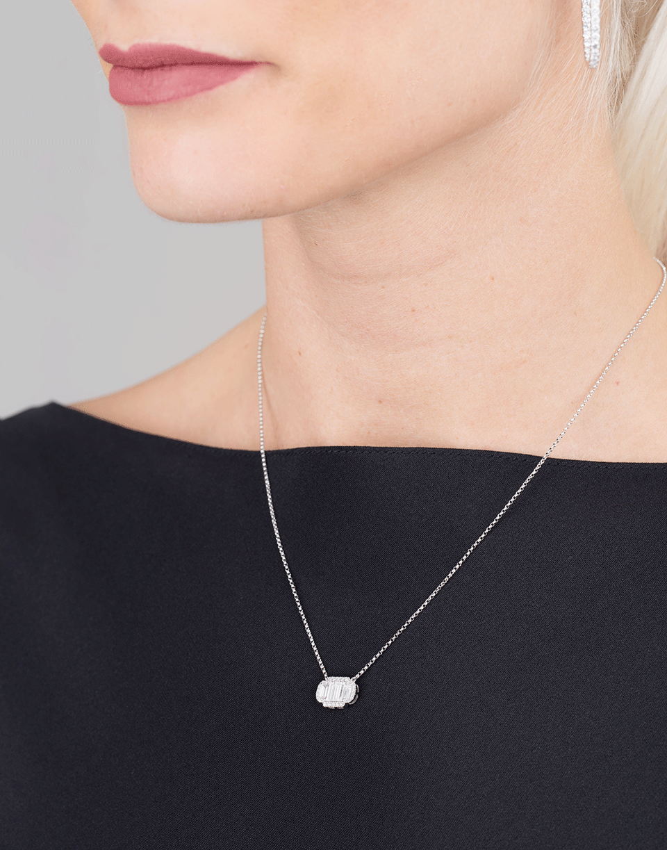 MARISSA DIAMONDS-Diamonds Baguette Pendant Necklace-WHITE GOLD