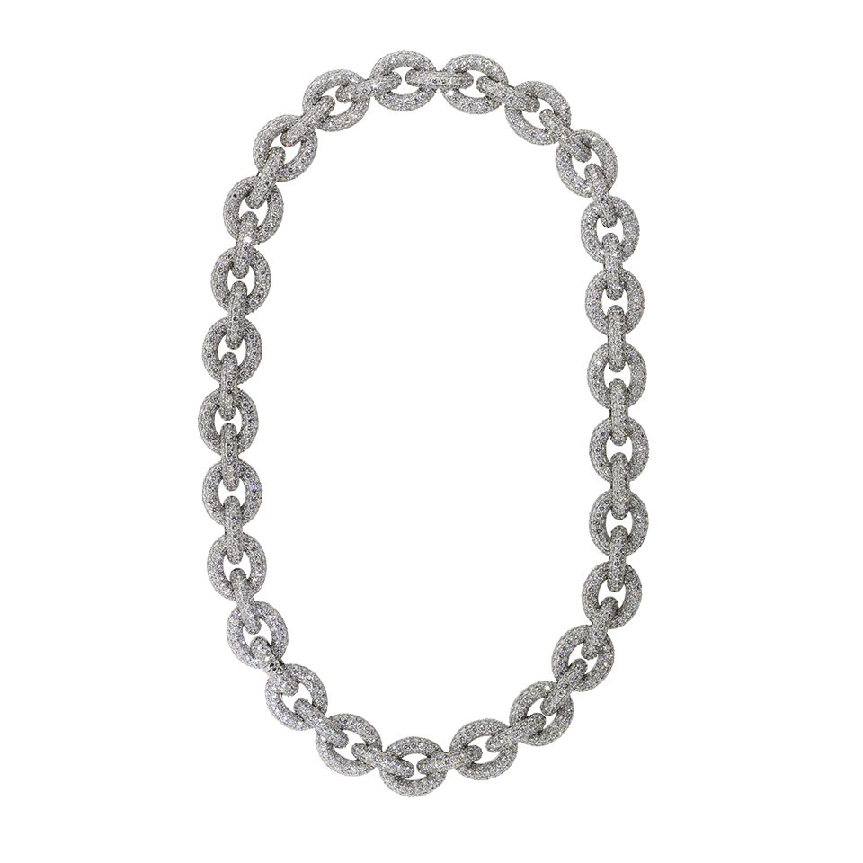 MARISSA DIAMONDS-Pave Diamond Chain Link Necklace-WHITE GOLD