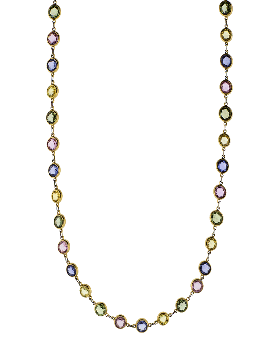 MARISSA DIAMONDS-Round Multi Colored Sapphire Necklace-YELLOW GOLD