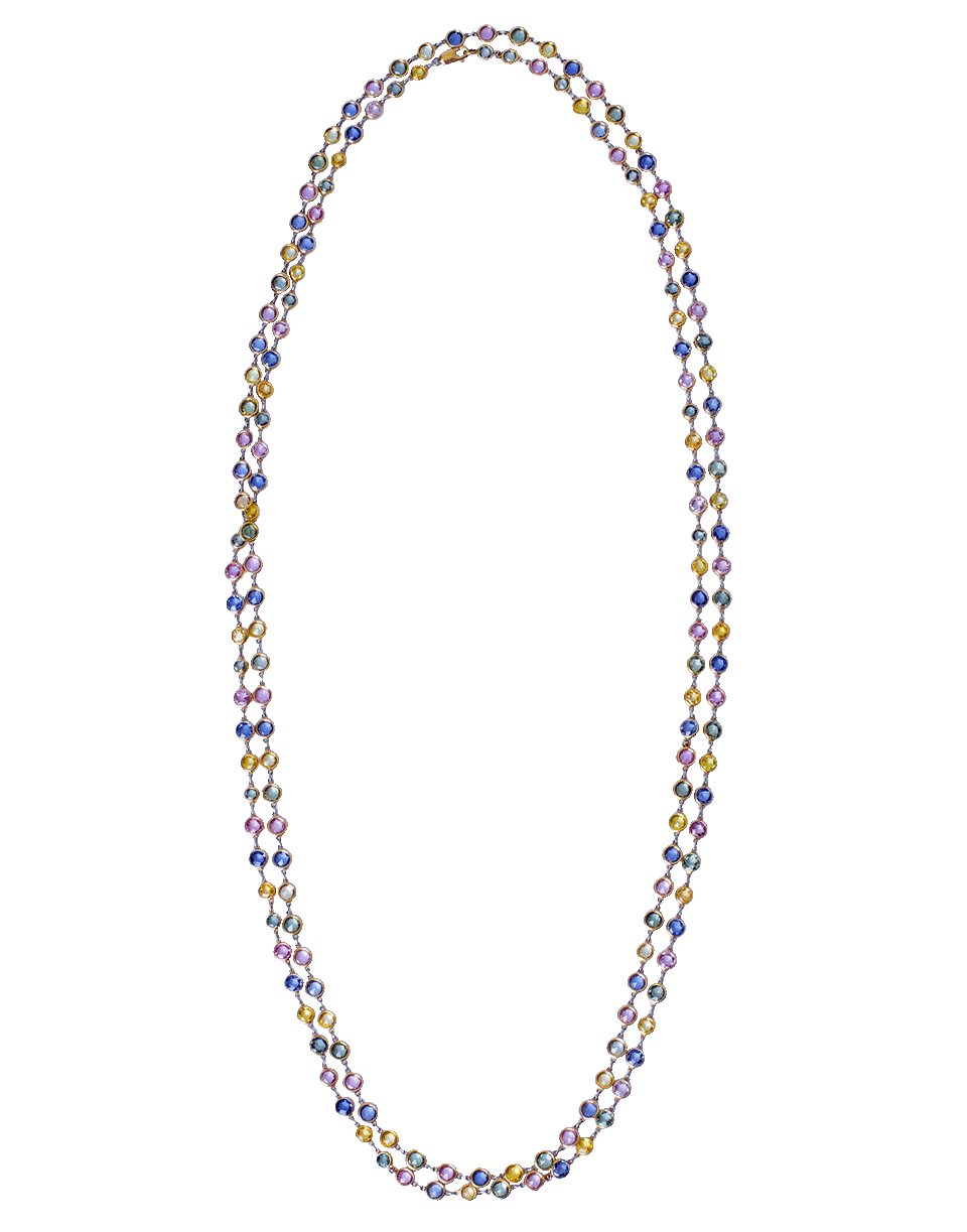 MARISSA DIAMONDS-Round Multi Colored Sapphire Necklace-YELLOW GOLD