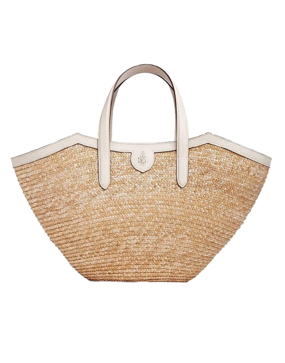 Madeline Straw & Leather Basket Bag HANDBAGTOP HANDLE MARK CROSS   