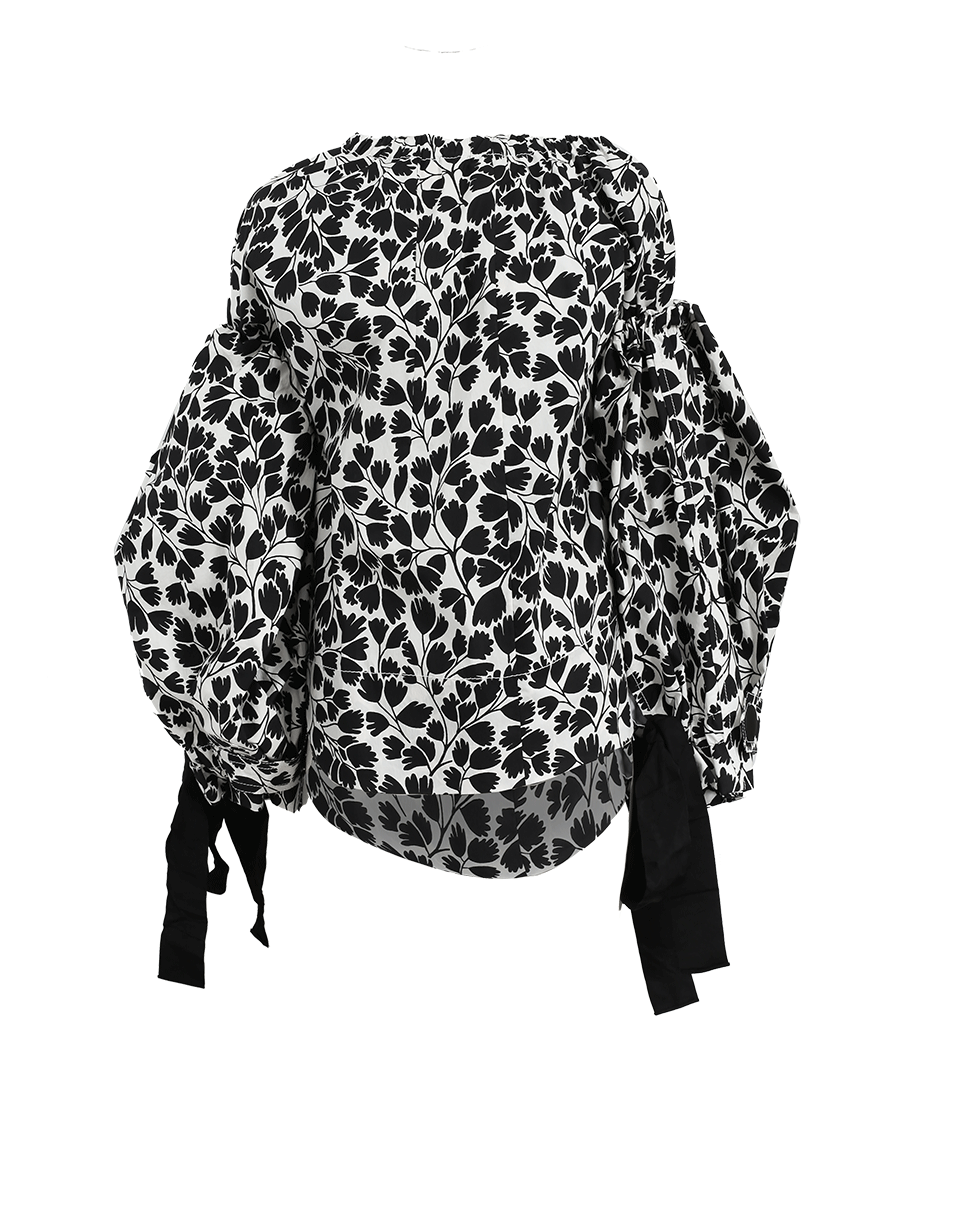MARNI-Puff Sleeve Floral Top-BLK/WHT