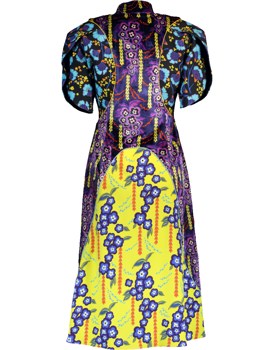 MARY KATRANTZOU-Kelpie Printed Velvet Dress-NAVY