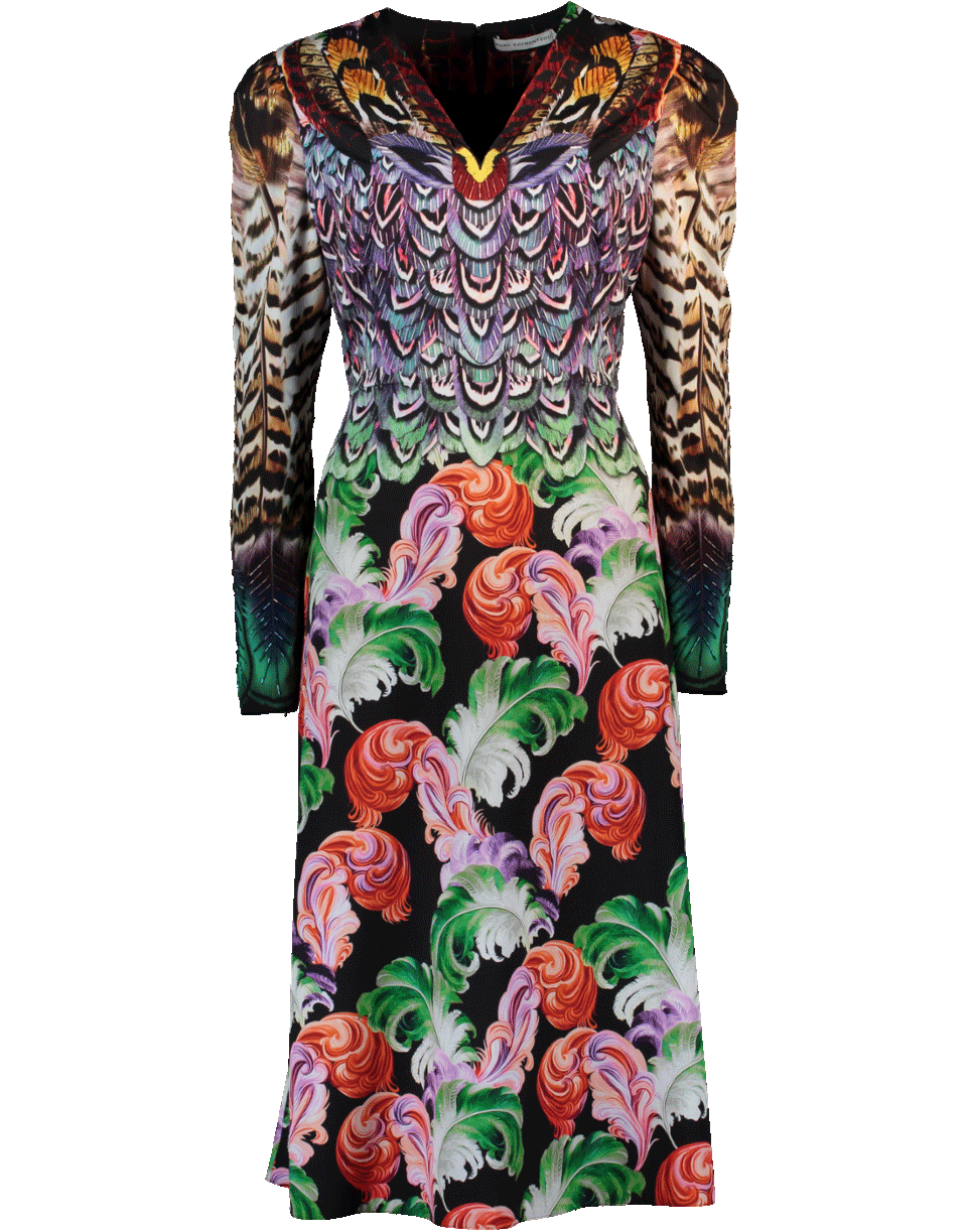 MARY KATRANTZOU-Pheasant Dress-PEACOCK