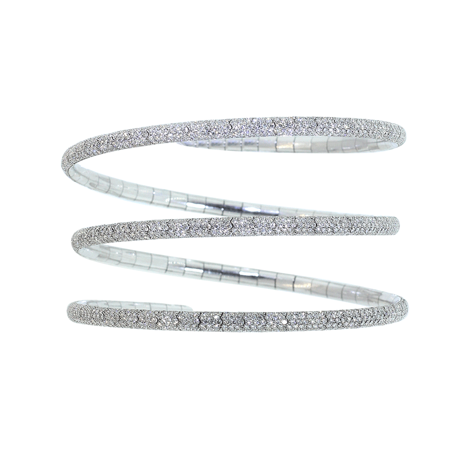 MATTIA CIELO-Rugiada Micro Pave Three-Circle Wrap Bracelet-WHITE GOLD