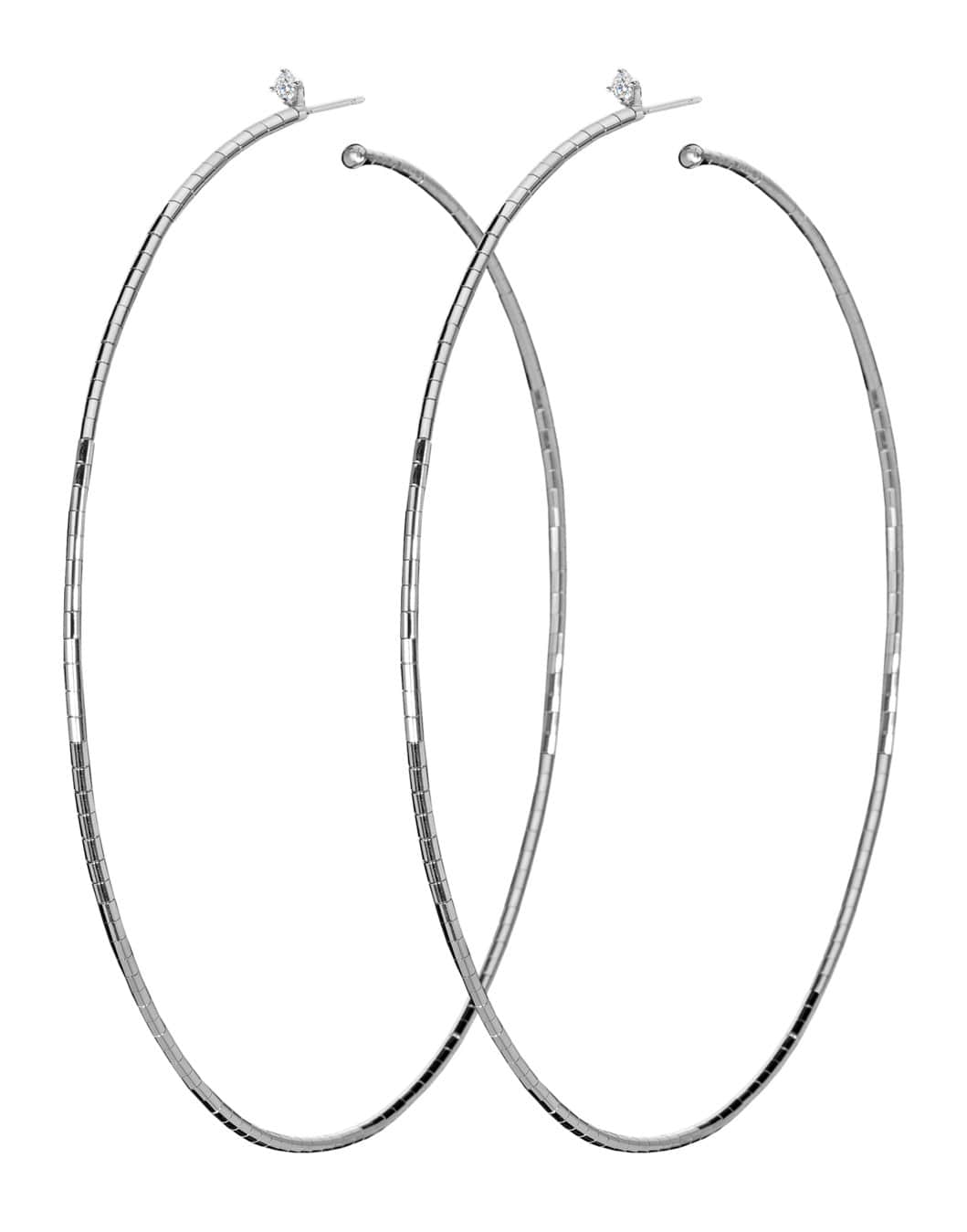 MATTIA CIELO-Rugiada Single Diamond Hoop Earrings-WHITE GOLD