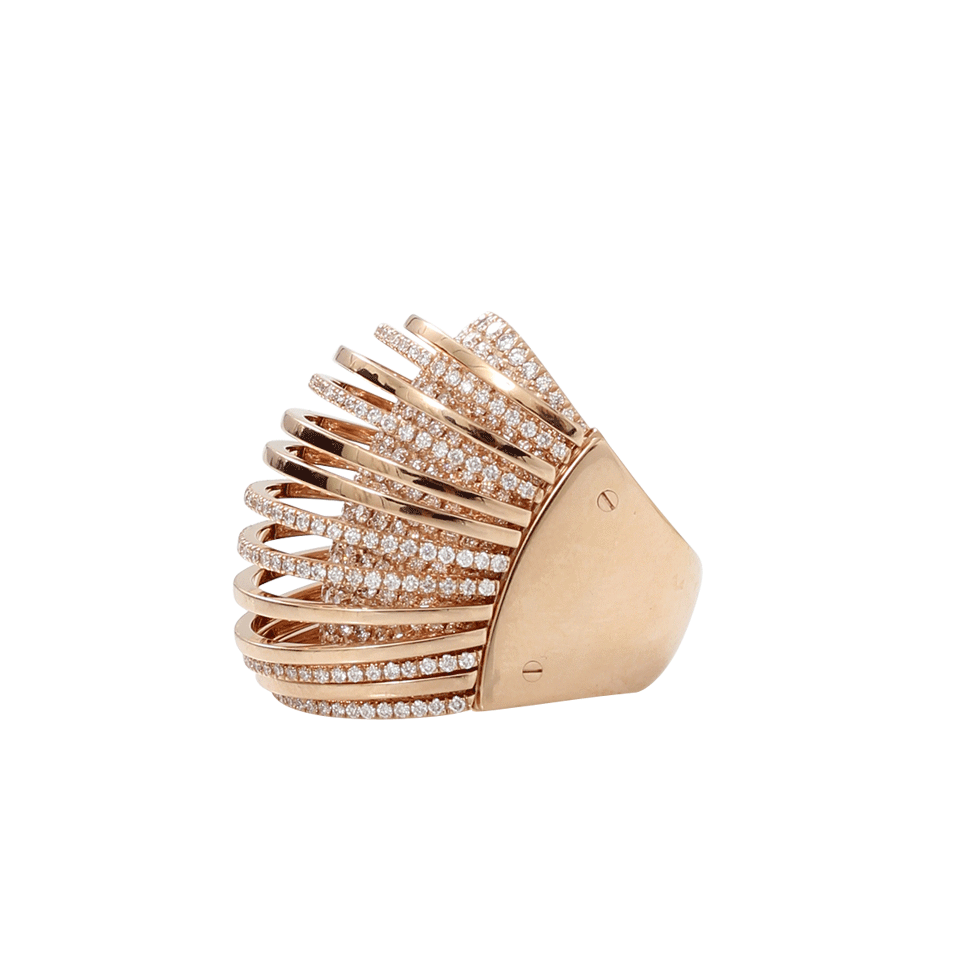 MATTIA CIELO-Large Pavone Diamond Pave Ring-ROSE GOLD
