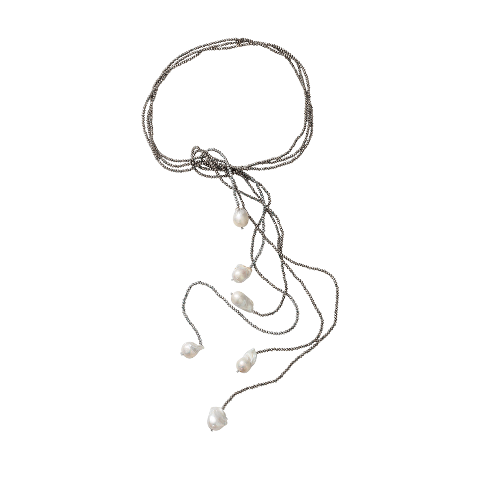 MELA-Three-Strand Pyrite Lariat Necklace-PYRITE