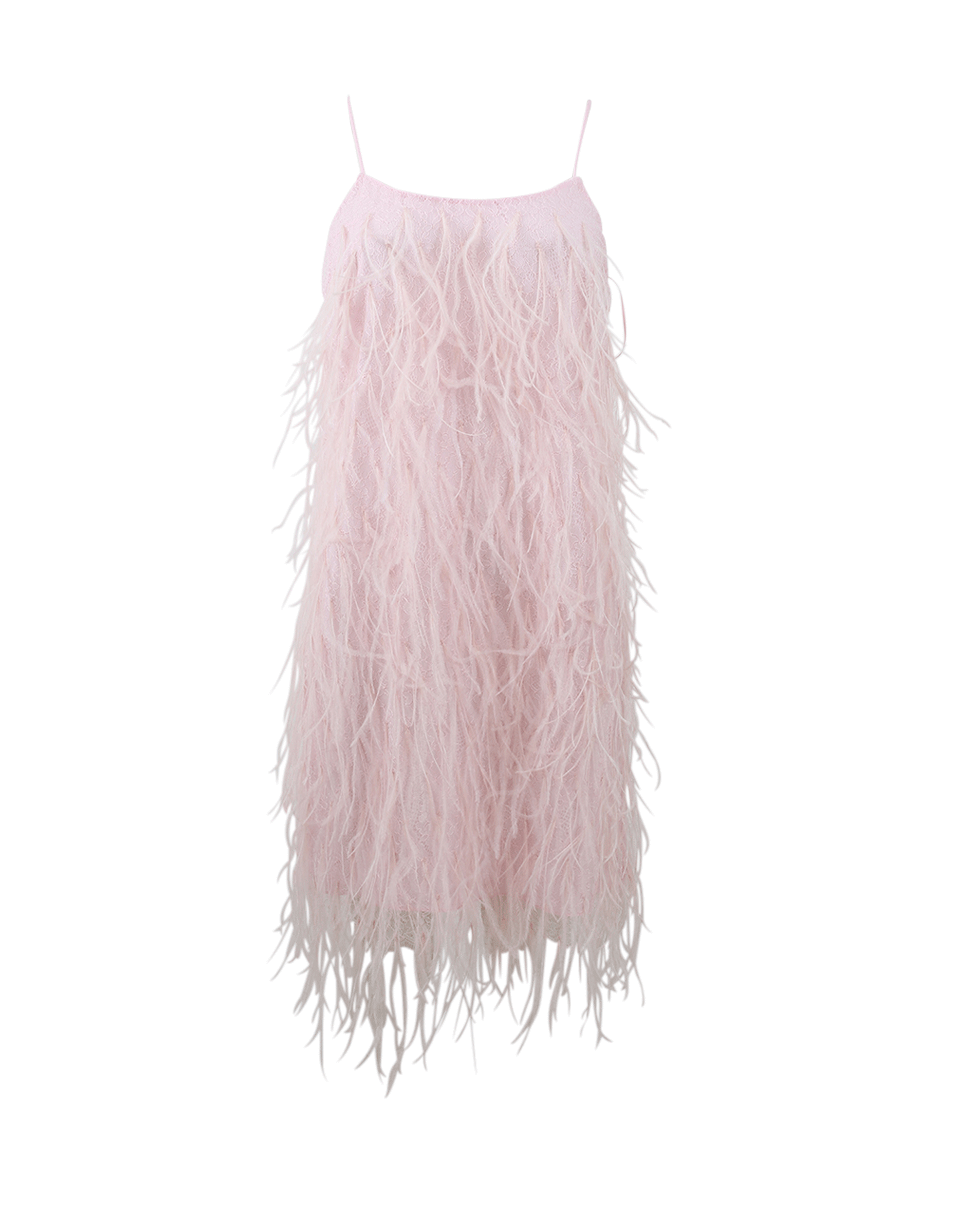 MICHAEL KORS-Ostrich Feather Mini Slip Dress-BLUSH