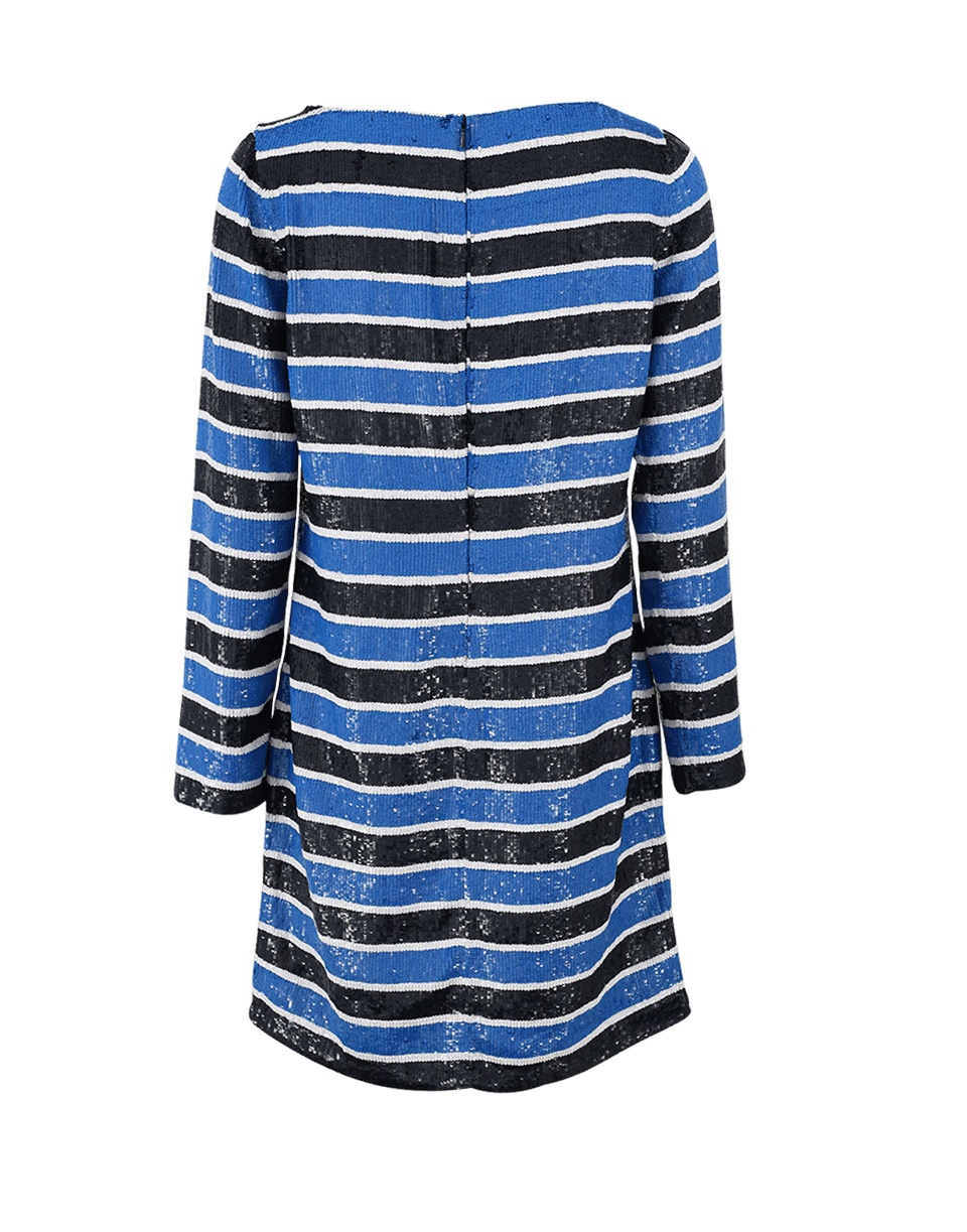 MICHAEL KORS-Stripe Sequined Dress-WAVE/WHT