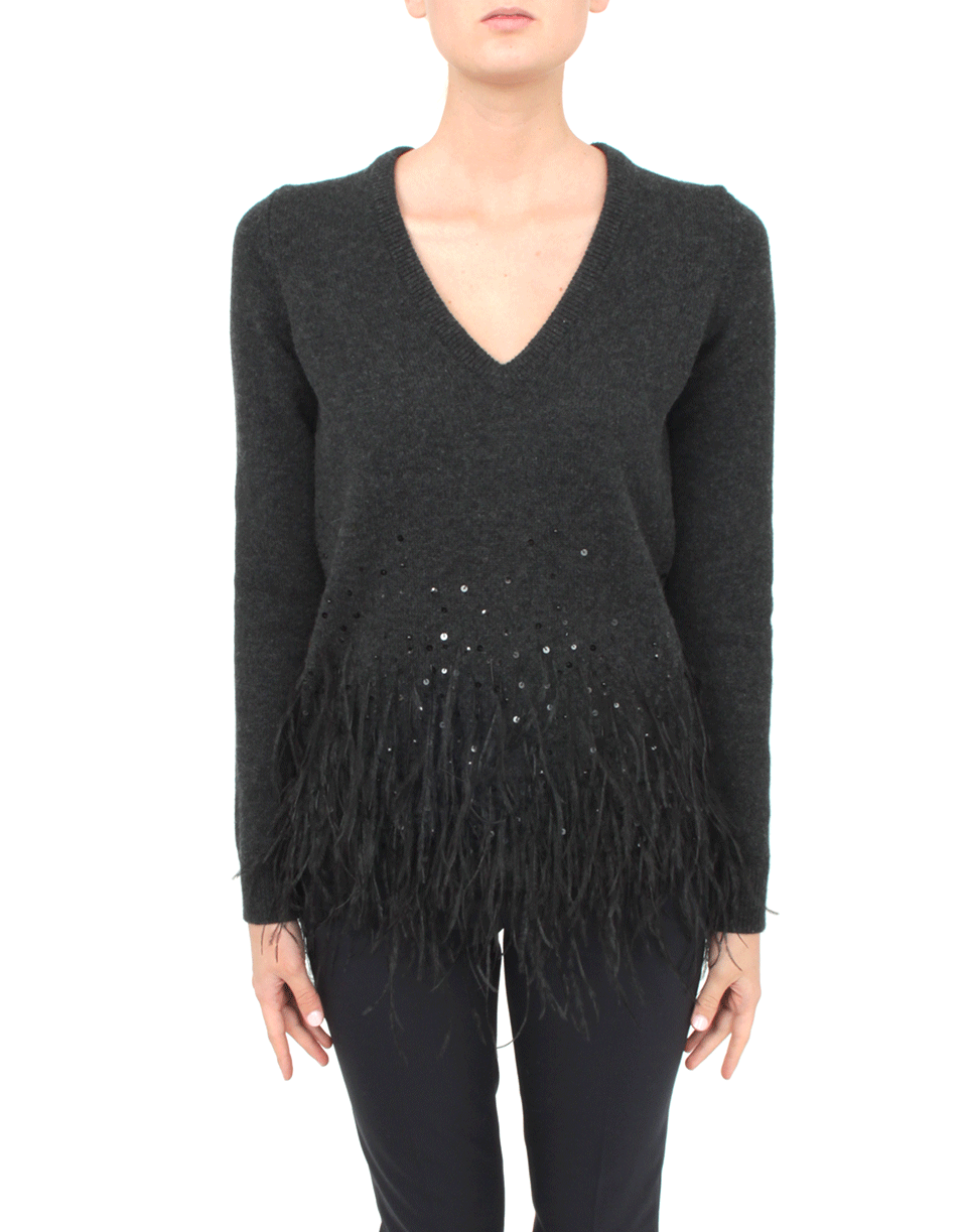 MICHAEL KORS-Ostrich Feather Pullover-