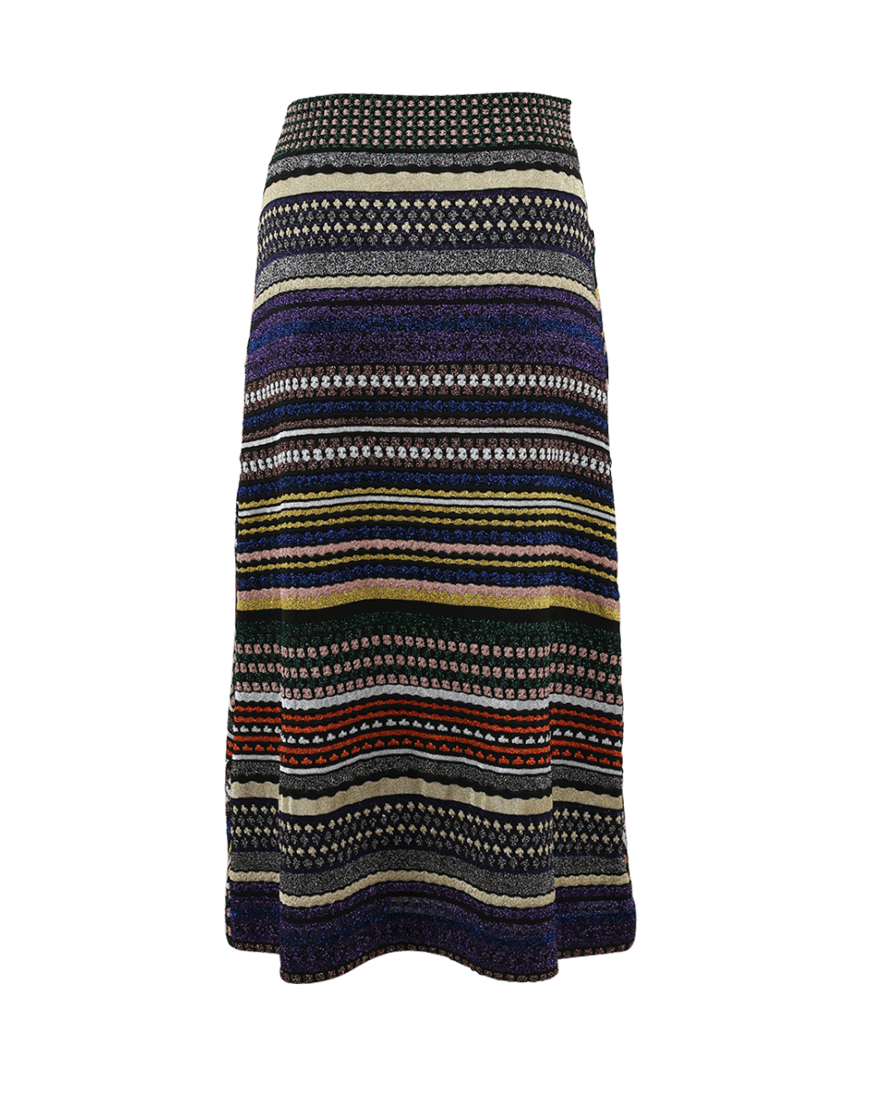 MISSONI-Patchwork Skirt-BLK/PRPL
