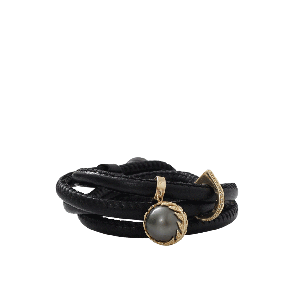 MIZUKI-Pearl And Diamond Wrap Bracelet/Choker-YELLOW GOLD