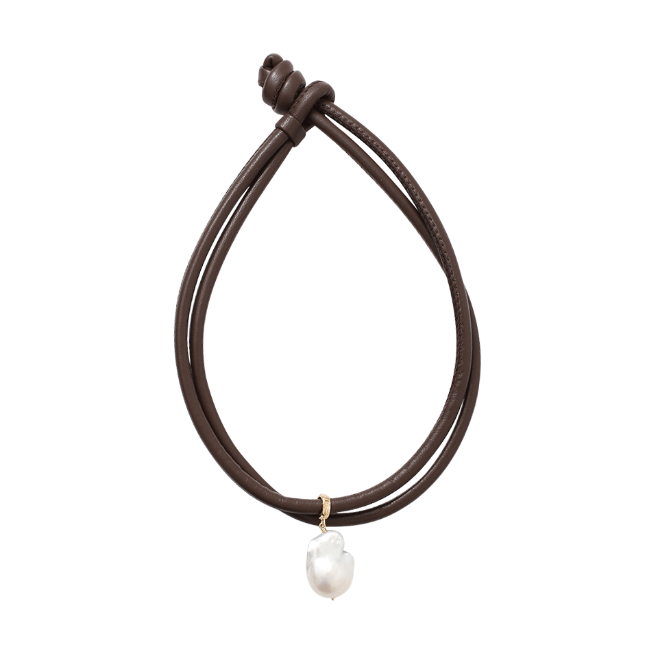 MIZUKI-Pearl Leather Wrap Bracelet/Choker-YELLOW GOLD