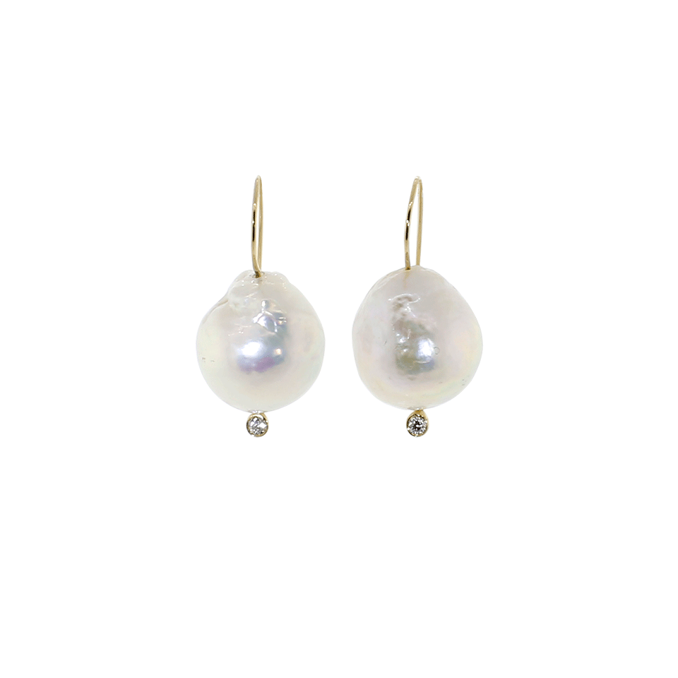 MIZUKI-Baroque Pearl And Diamond Drop Earrings-YELLOW GOLD