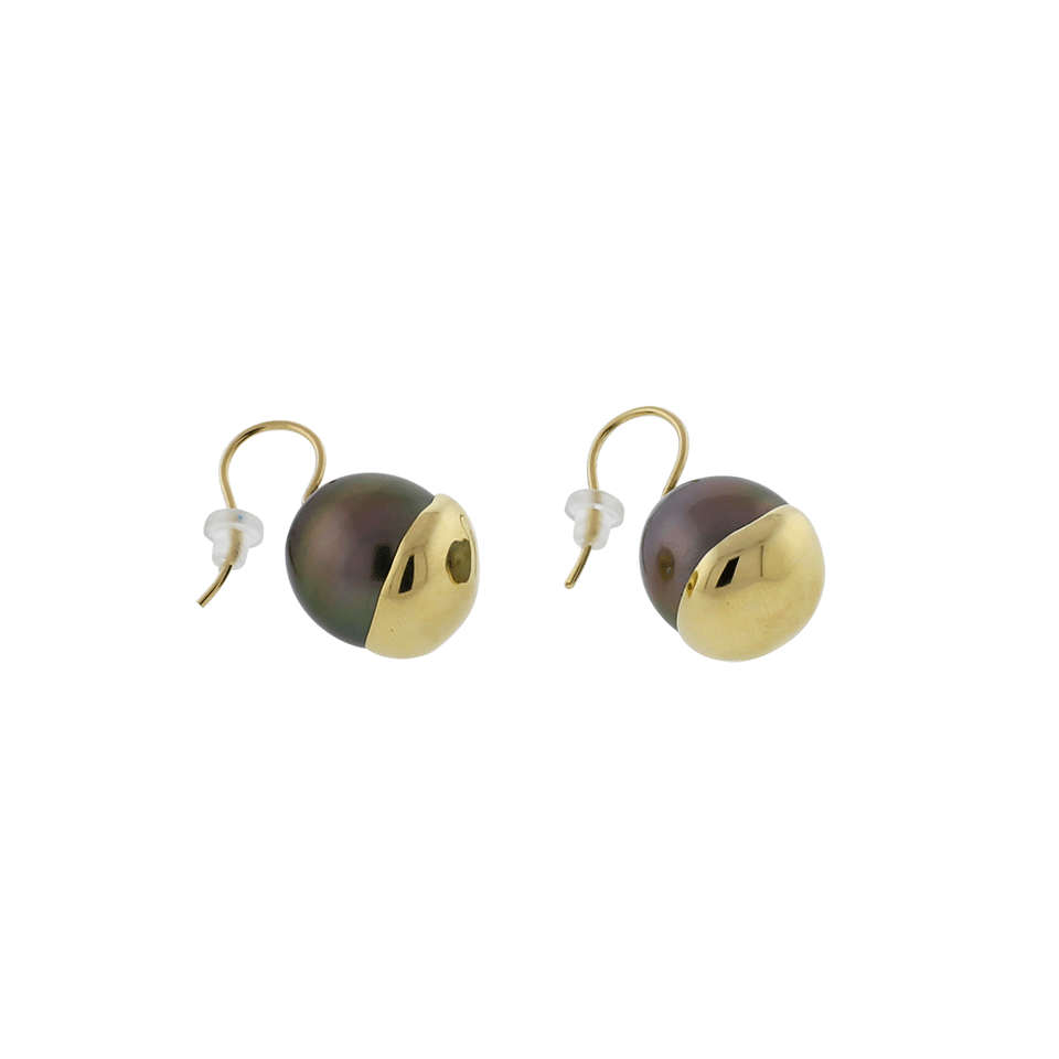 MIZUKI-Fluid Gold Tahitian Pearl Drop Earrings-YELLOW GOLD