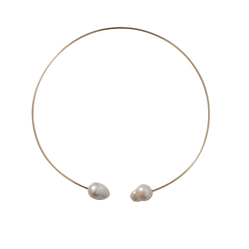 MIZUKI-Double White Freshwater Pearl Collar Necklace-YELLOW GOLD
