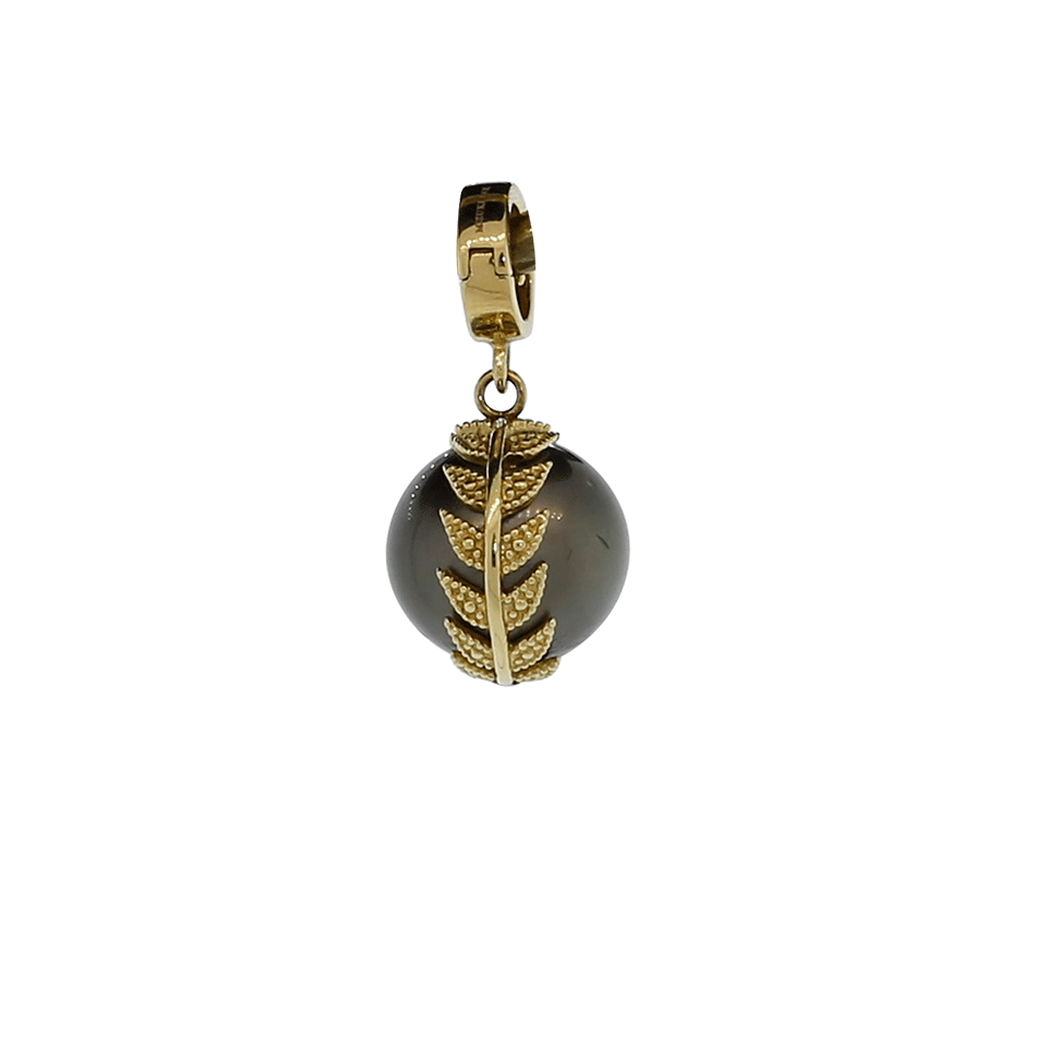 MIZUKI-Black Tahitian Diamond Feather Clip Pendant-YELLOW GOLD