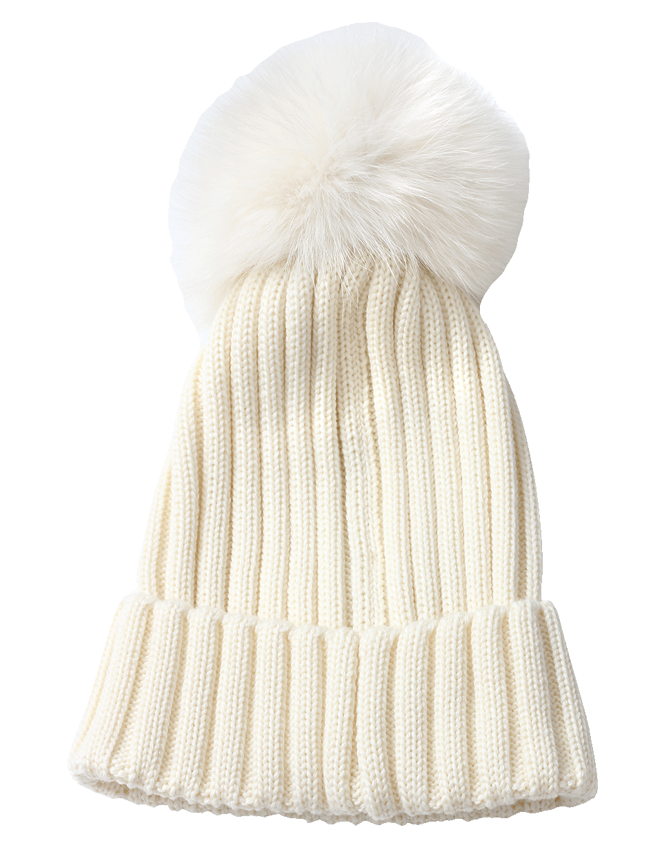 MONCLER-Pom Pom Ribbed Knit Beanie-WHITE