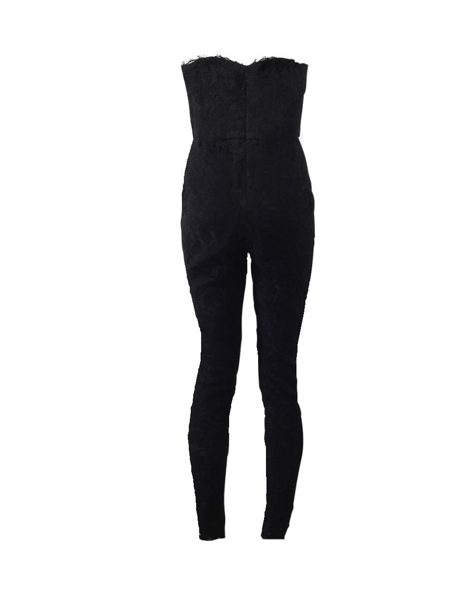 MONIQUE LHUILLIER-Strapless Lace Jumpsuit-NOIR