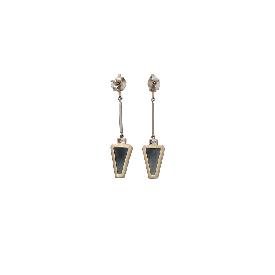 MONIQUE PEAN-Gilalite And White Diamond Triangular Drop Earrings-WHITE GOLD