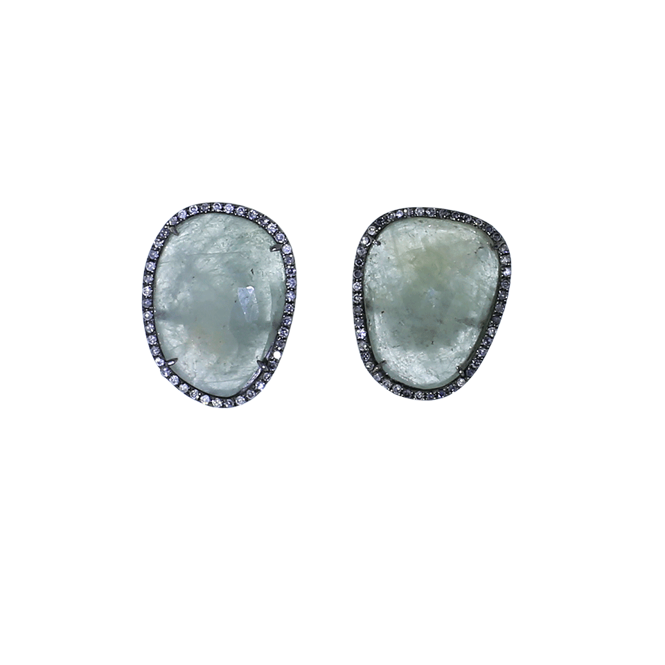 MONIQUE PEAN-Grey Sapphire And Diamond Stud Earrings-WHITE GOLD