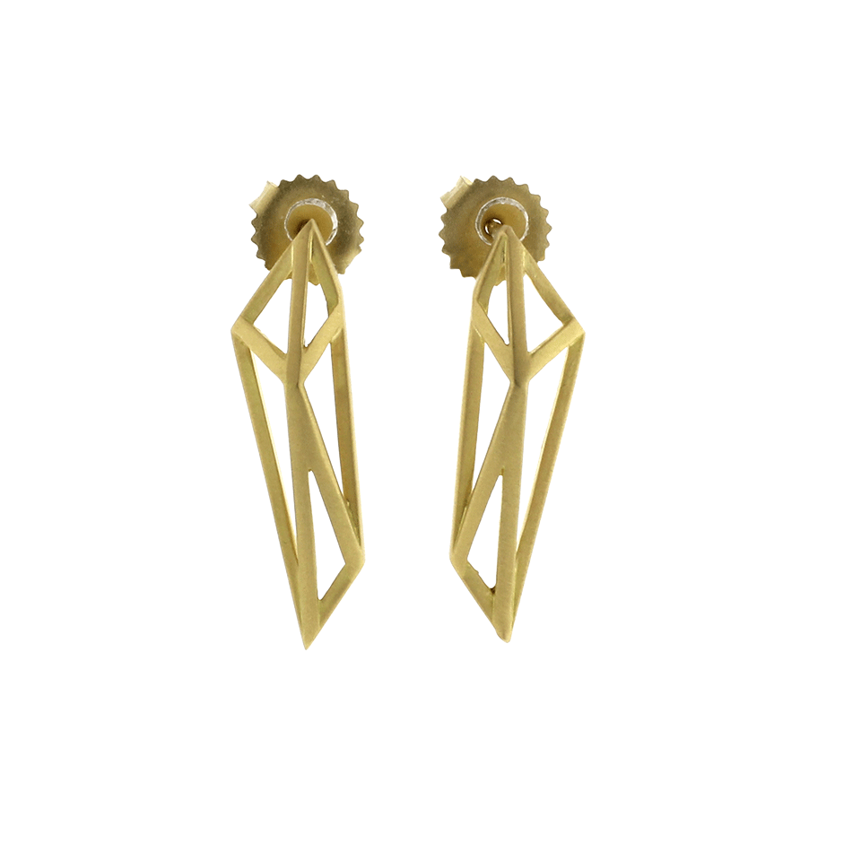 MONIQUE PEAN-Geometric Signature Open Cage Earrings-YELLOW GOLD
