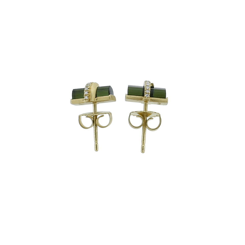MONIQUE PEAN-Green Tourmaline And Diamond Stud Earrings-YELLOW GOLD