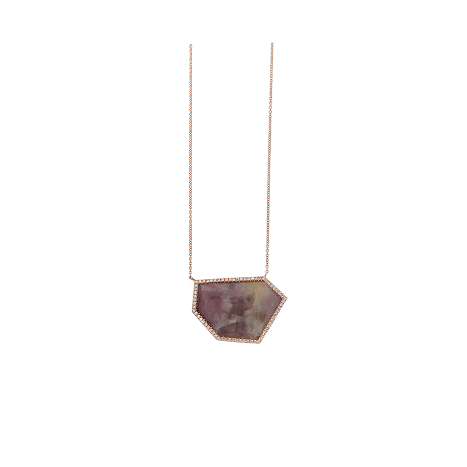 MONIQUE PEAN-Pink Sapphire Slice With White Diamond Pave Necklace-ROSE GOLD