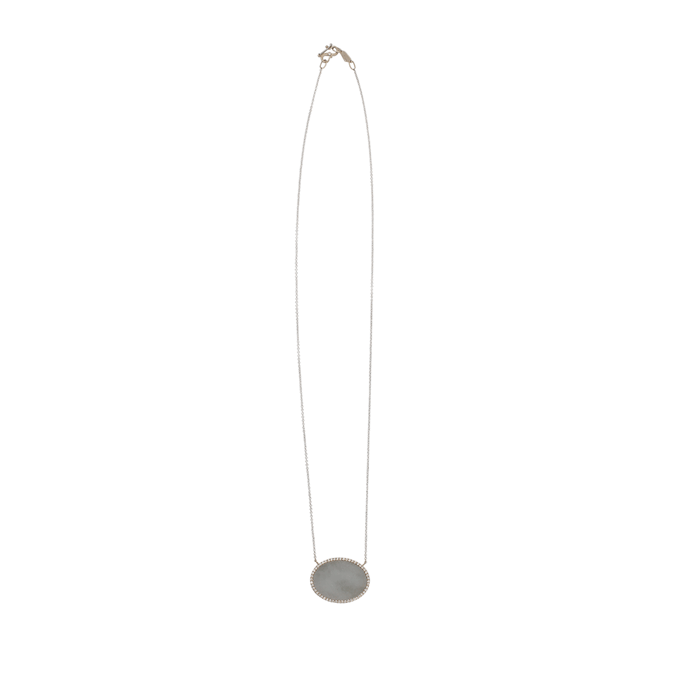 MONIQUE PEAN-Grey Guatemalan Jade And White Diamond Oval Necklace-WHITE GOLD