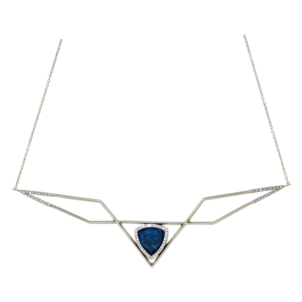 MONIQUE PEAN-One Of A Kind Canvansite And Diamond Cage Necklace-WHITE GOLD