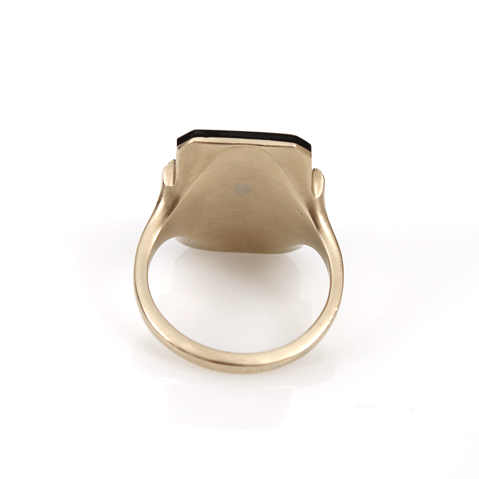 MONIQUE PEAN-Black Guatemalan Jade Ring-WHITE GOLD