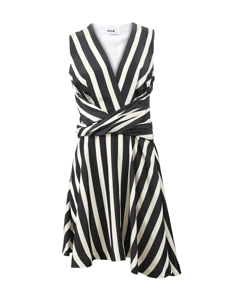 MSGM-Wrap Front Striped Dress-