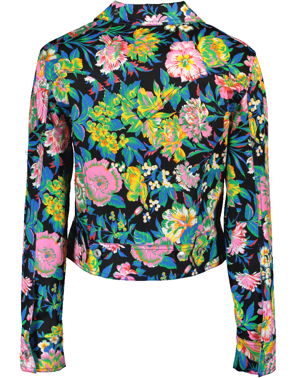 MSGM-Floral Cropped Denim Jacket-