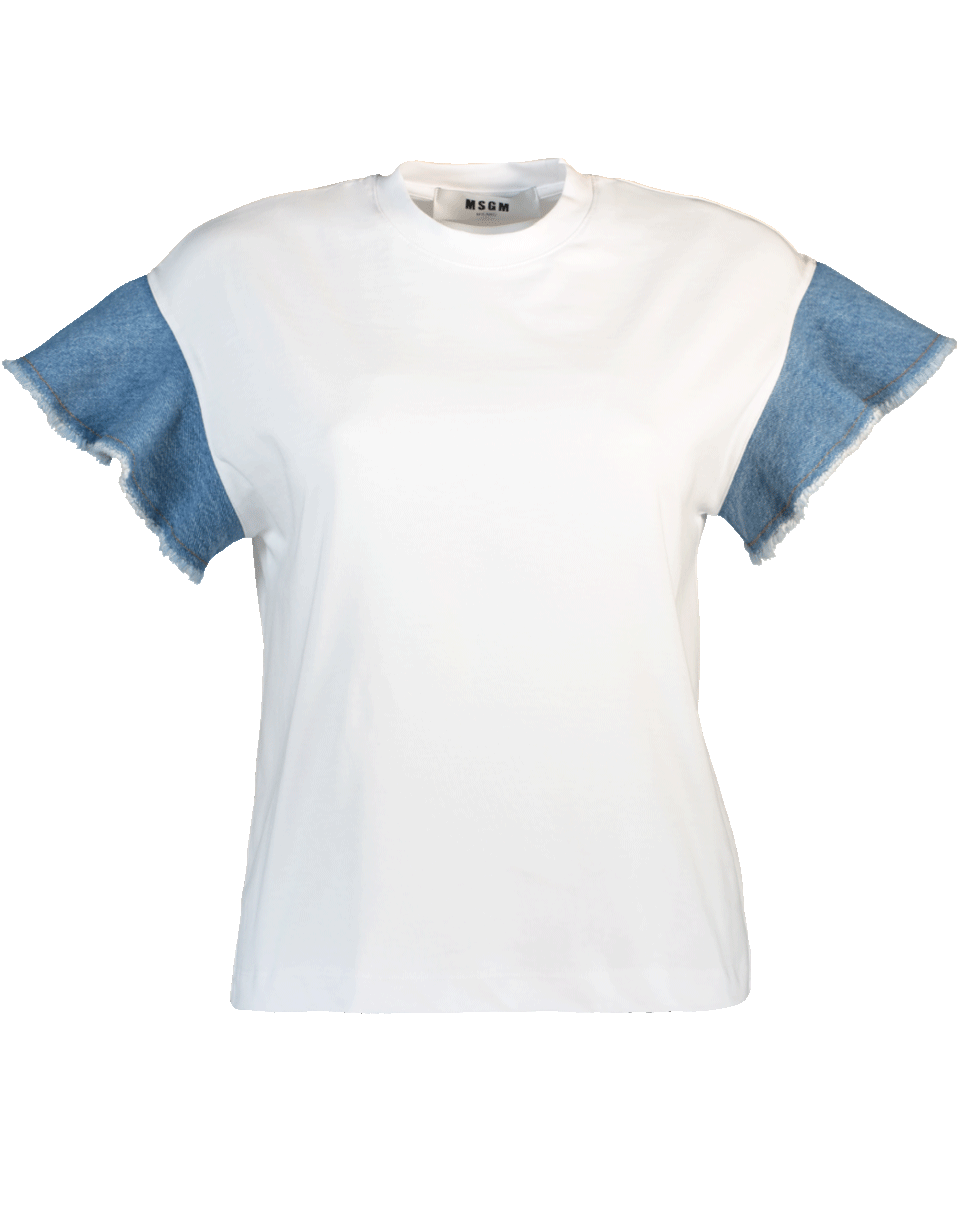 MSGM-Denim Sleeve T-Shirt-