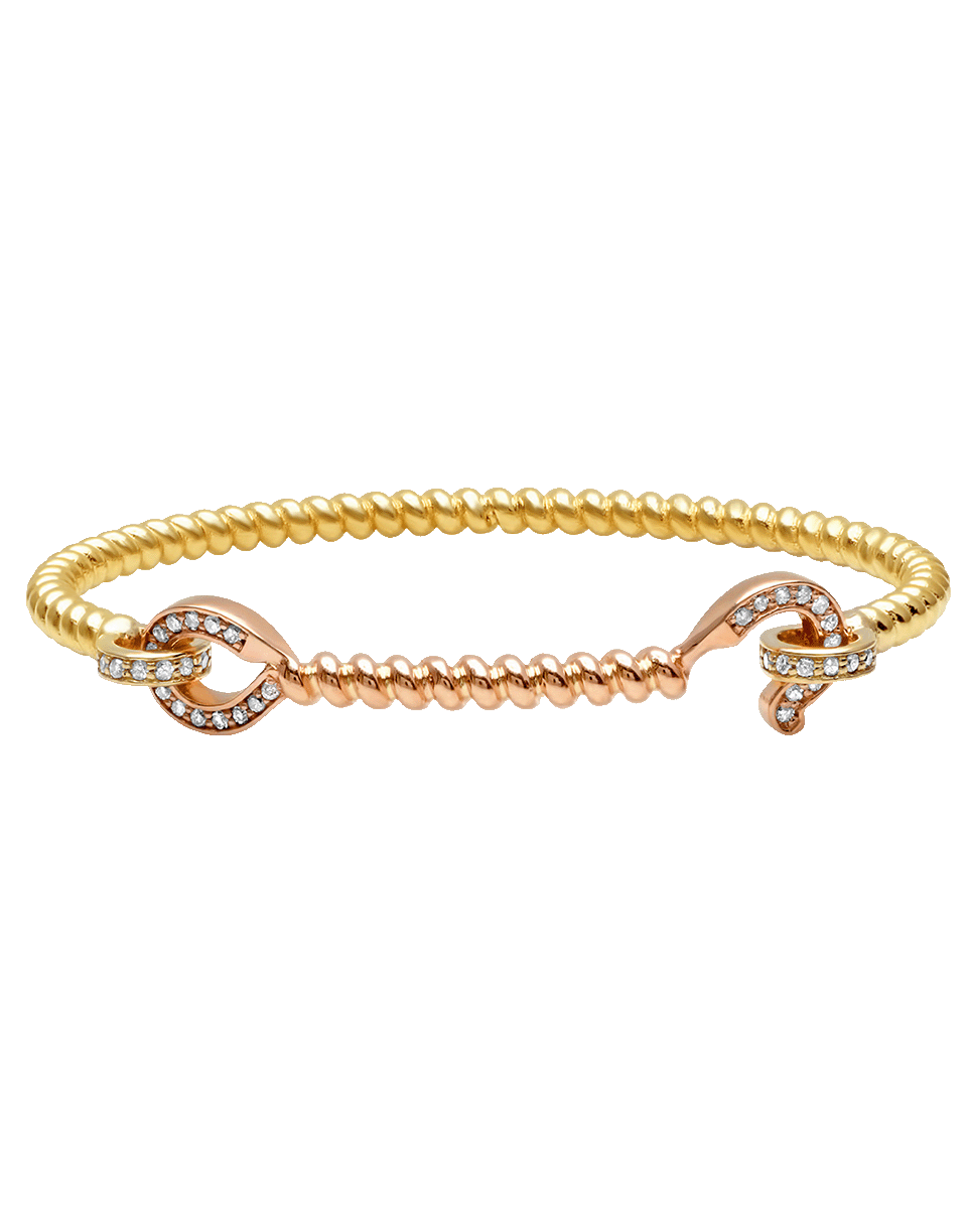 Nancy Newberg Gold Hook Bangle Bracelet in Yellow Gold/White Diamonds | Women