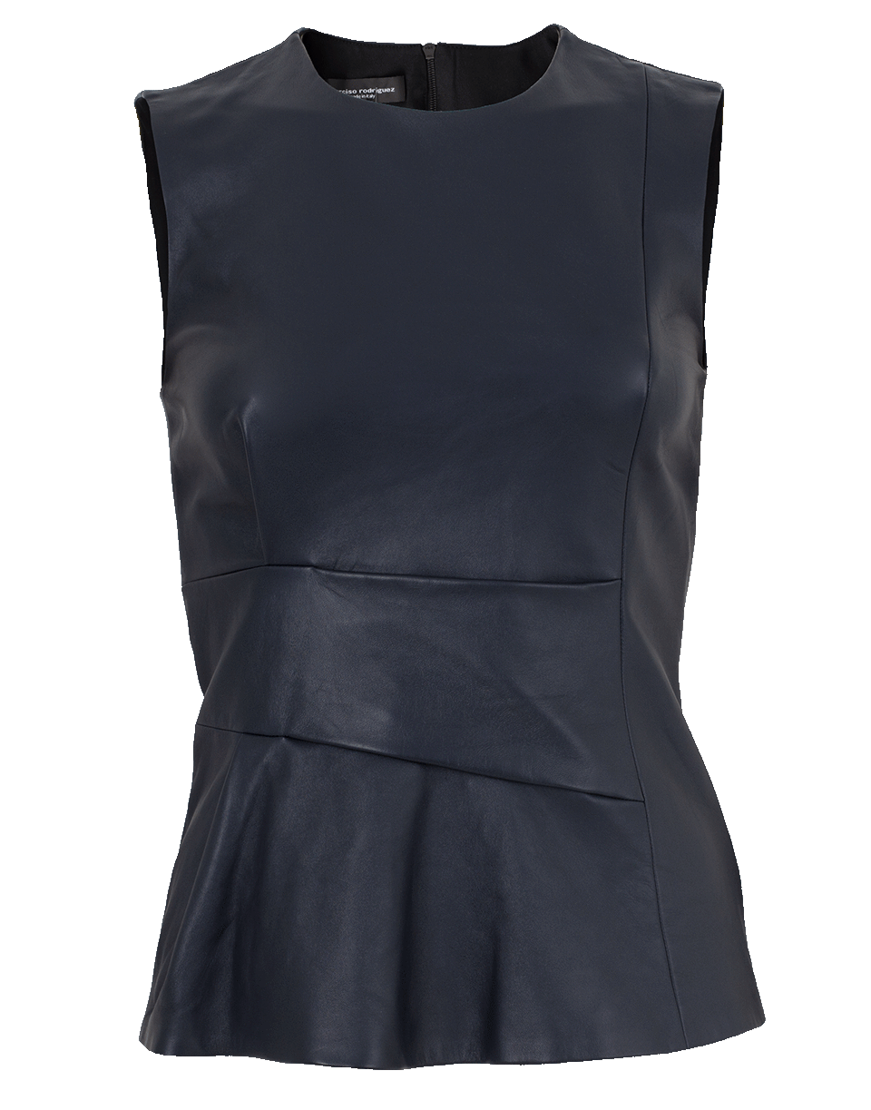 NARCISO RODRIGUEZ-Leather Top-NAVY