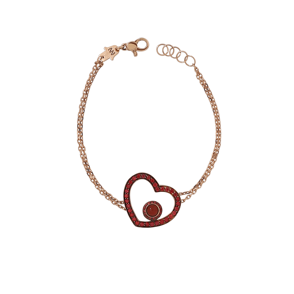 NETALI NISSIM-Amore Red Sapphire Heart Bracelet-ROSE GOLD